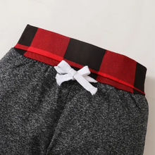 Load image into Gallery viewer, 2pcs Boys Red and Black Plaid Hooded Sweatshirt with Pants Set